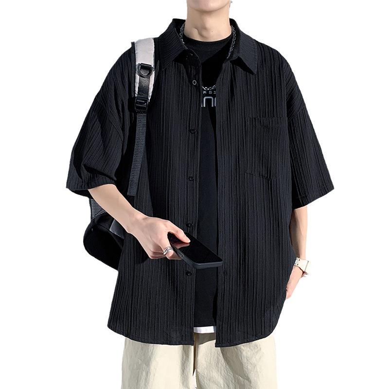 Men's Casual Short Sleeve Ice Silk Shirt - Handsome, Trendy Summer Jacket