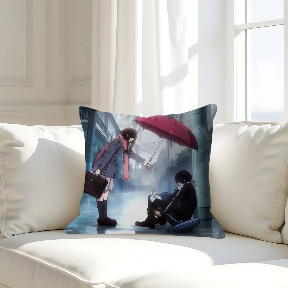 N-Noragami Anime Kissenbezüge Cartoon Sofa Dekorative Zuhause Doppelseitiger Druck Kurzer Plüsch Niedlicher Kissenbezug