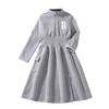 Girls Dresses Children Clothing Autumn Fashion Letter Patch Stand Collar Long Sleeve Sweater Sports Dress