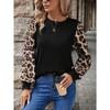 Women S Long Sleeve Crew Neck Leopard Print Loose Fit T Shirt