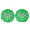 2pcs Car Coaster Diamond Heart Shape Water Cup Bottle Holder Anti-slip Pad Silica Gel Waterproof Mat Car Interior