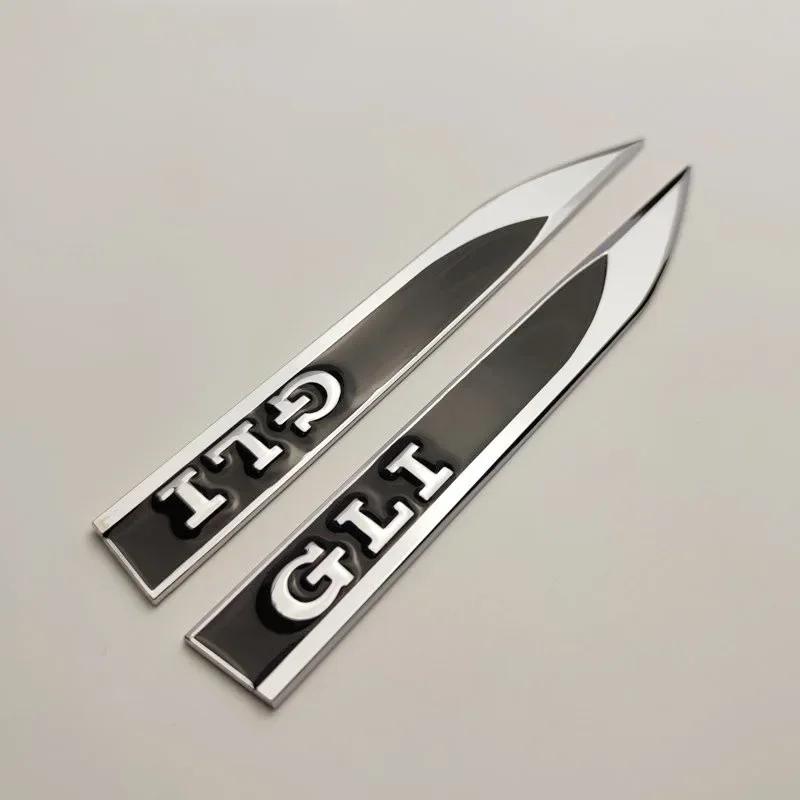 For VW VOLKSWAGEN 2026 New 1Pairs 3D Metal Car GLI Logo Letters Front Side Fender Badge Emblem Sticker For VW Sagitar Jetta GLI