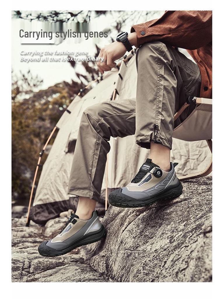 Men's Versatile Casual Dad Shoes with Rotating Buttons - Thick Sole for Sports, Hiking, and Travel