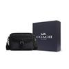 Coach Warner 22 Detachable Shoulder Strap Zipper Closure Faux Leather Crossbody Bag Small Men bags Charcoal CW217-QBMI5
