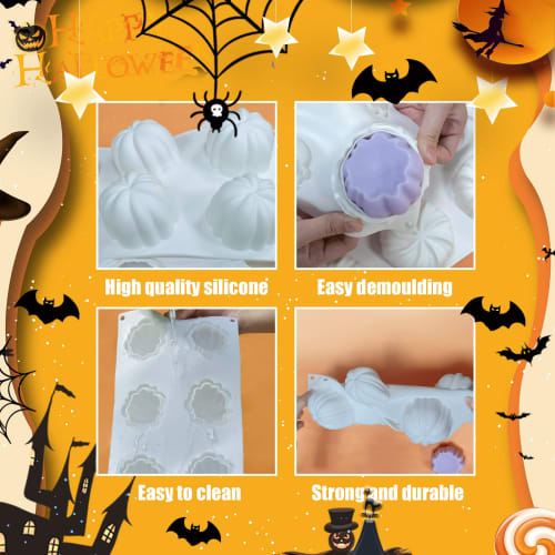 Silicone Molds for Pumpkin, Mousse, Chocolate, Cake, Baking, Halloween, Candle, Soap, Aroma Stone, Handmade, and More