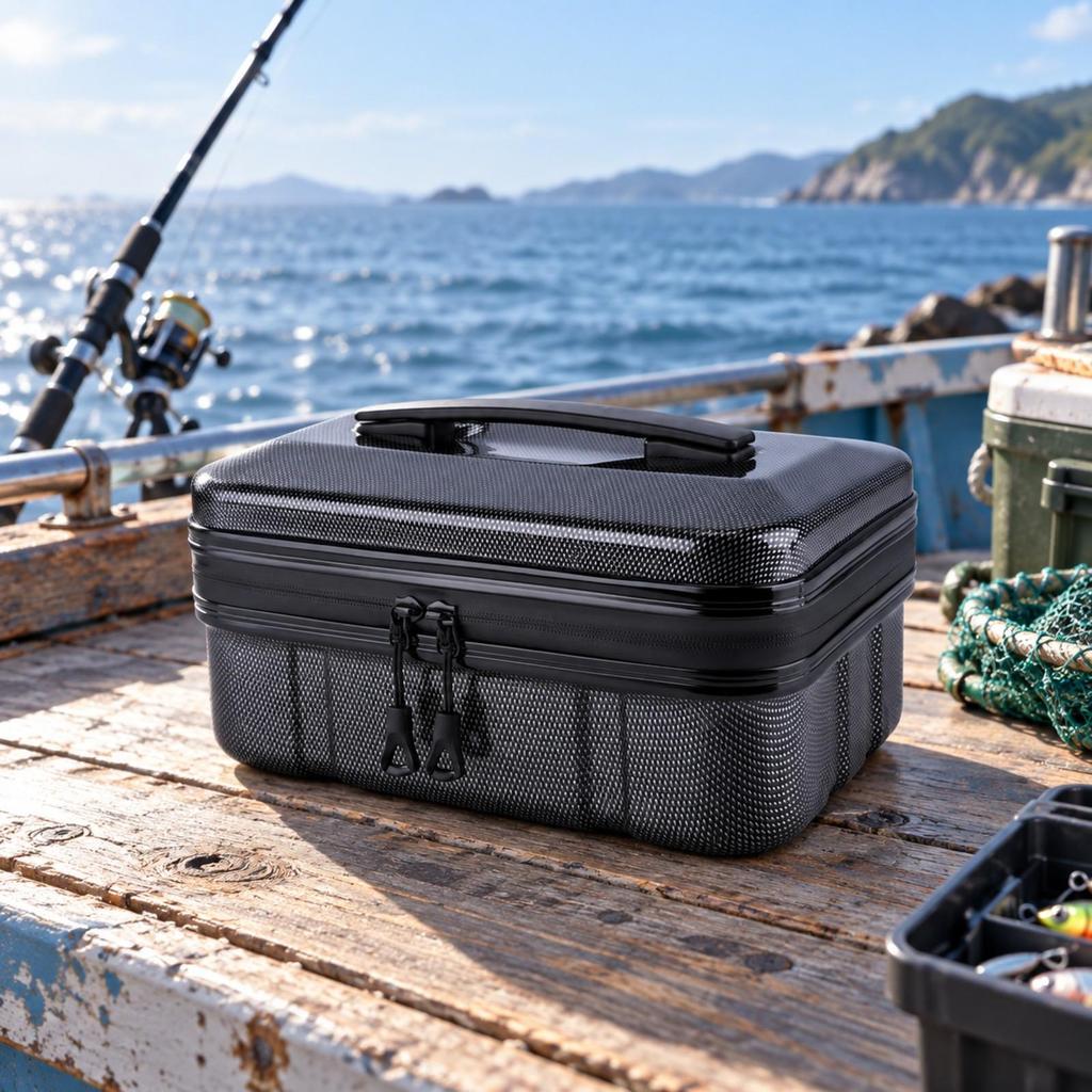 Portable Fishing Accessory Box with Handle MultiCompartment Zippered Tackle Storage