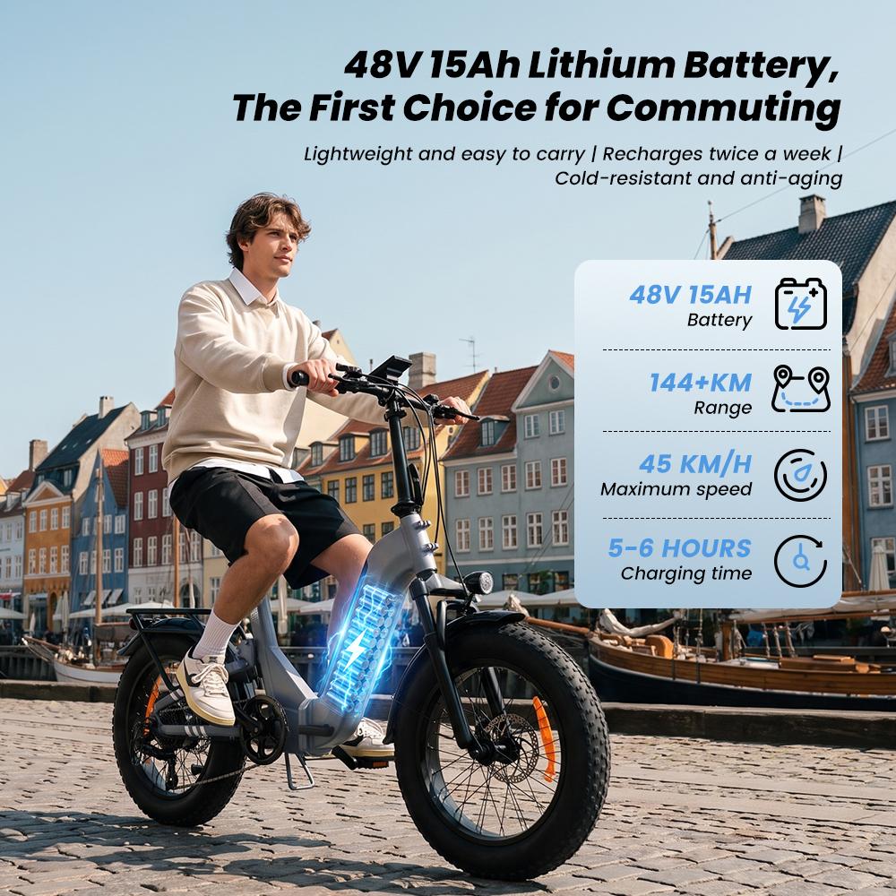 IScooter EB8 Elektrofahrrad 48V15Ah Akku 750W Motor City Elektrofahrräder 20 Zoll Reifen Faltbares E-Bike