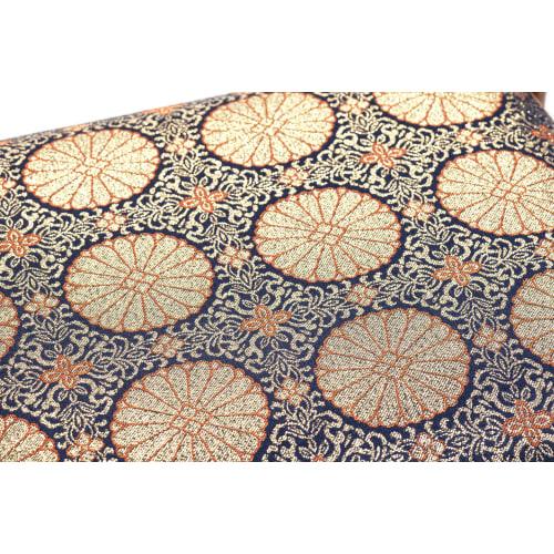 Otake Sangyo OT-14-JP Stackable Rattan Chair for Buddhist Altars, Navy and Gold Brocade Brown, 43x38cm, for Buddhist Memorial Services and Tatami Room