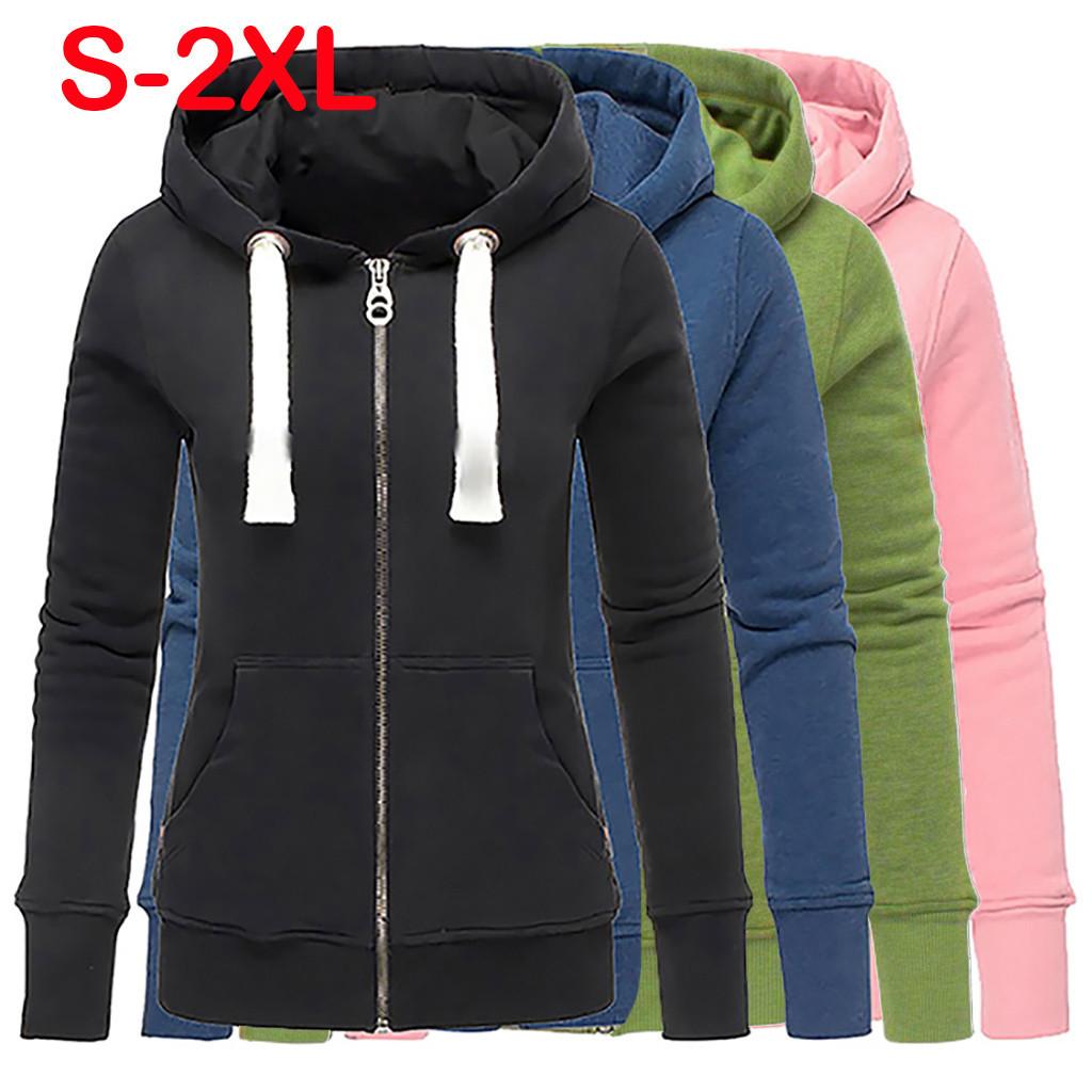 

Женщины Женщины Твердый капюшон Молния Длинный рукав Толстовка Пуловер Топы Рубашка