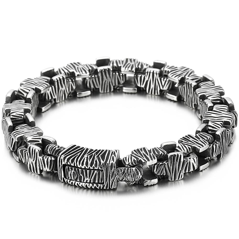 

Винтажный мужской браслет с крестом шириной 10 мм из нержавеющей стали, панк, звеньевая цепь, готическая уличная одежда, панк-ювелирное украшение, аксессуар для мужчин, подарок 22.5CM серебряный