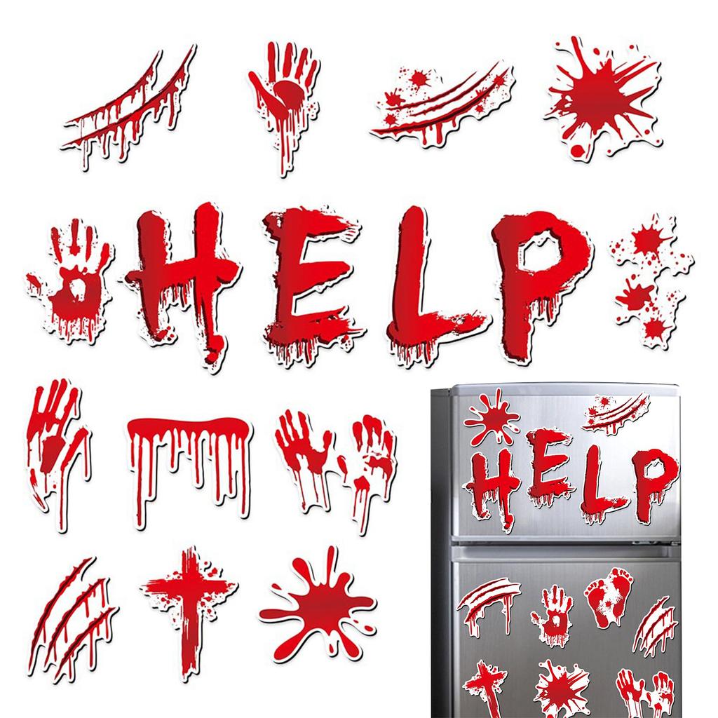 Halloween Refrigerator Magnets Stickers Horror and Dirty Bleeding Red Stickers Suitable for Party Paper Favor