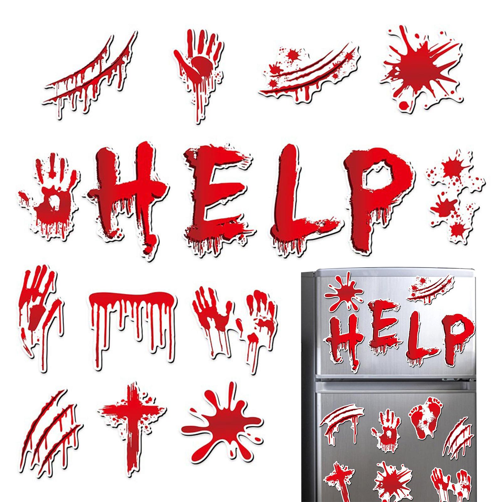 

Halloween Refrigerator Magnets Stickers Horror and Dirty Bleeding Red Stickers Suitable for Party Paper Favor Default