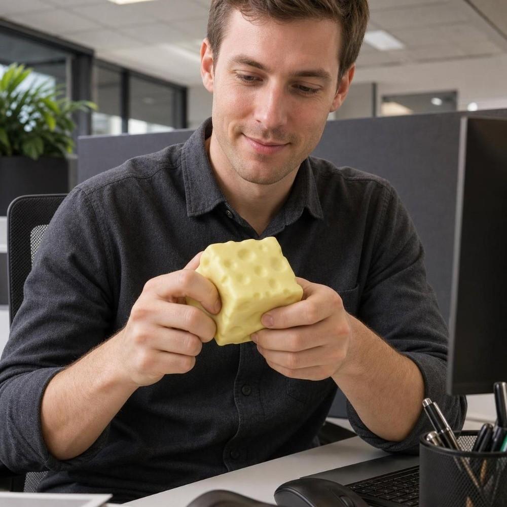 5cm Cheese Squeezed Cube Crunchy TPR Fidget Toy Novelty Crackling Cheese Pinch Office Desk Toy