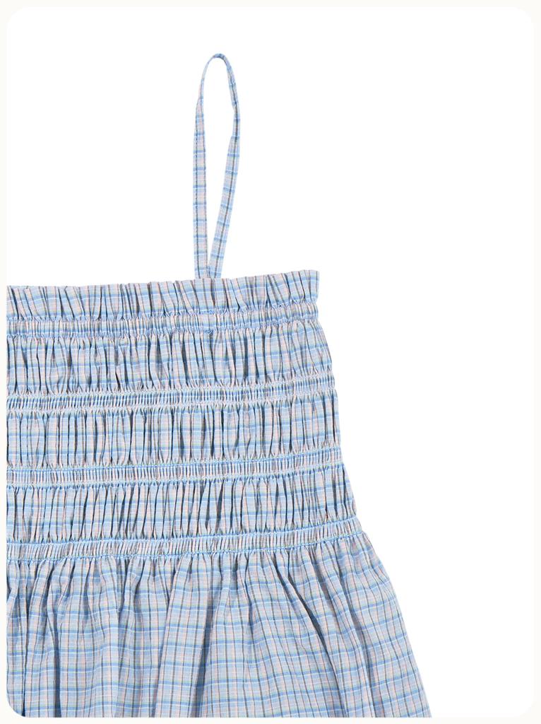Hello Sunrise Hs Two Poket Mini Dress_Blue Check