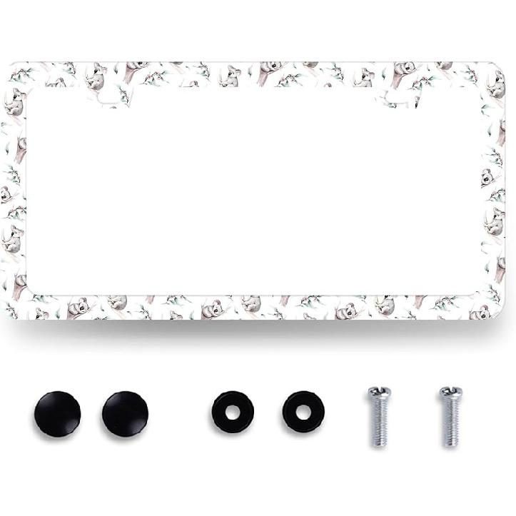 Hummingbird License Plate Frame Cherry Blossom Pink Flower License Plate Holder Colorful License Plate For Car Decoration Stainless Steel Bird Car