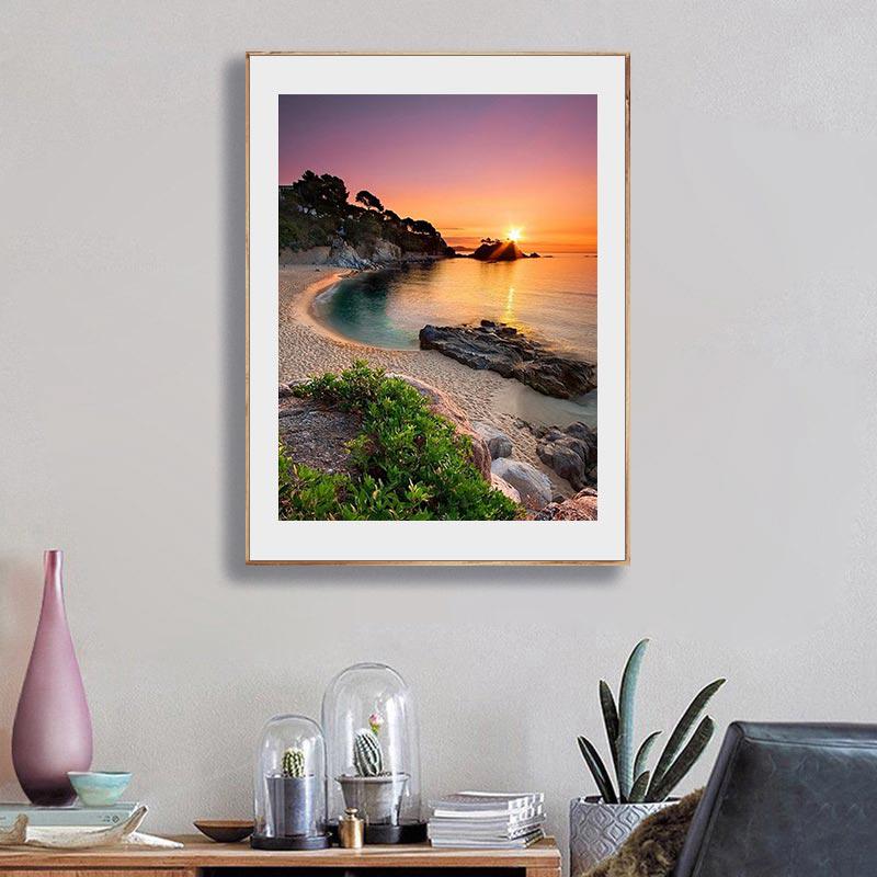 5D DIY Diamond Painting Sunset Beach Cross Stitch Diamond Embroidery Landscape Sea