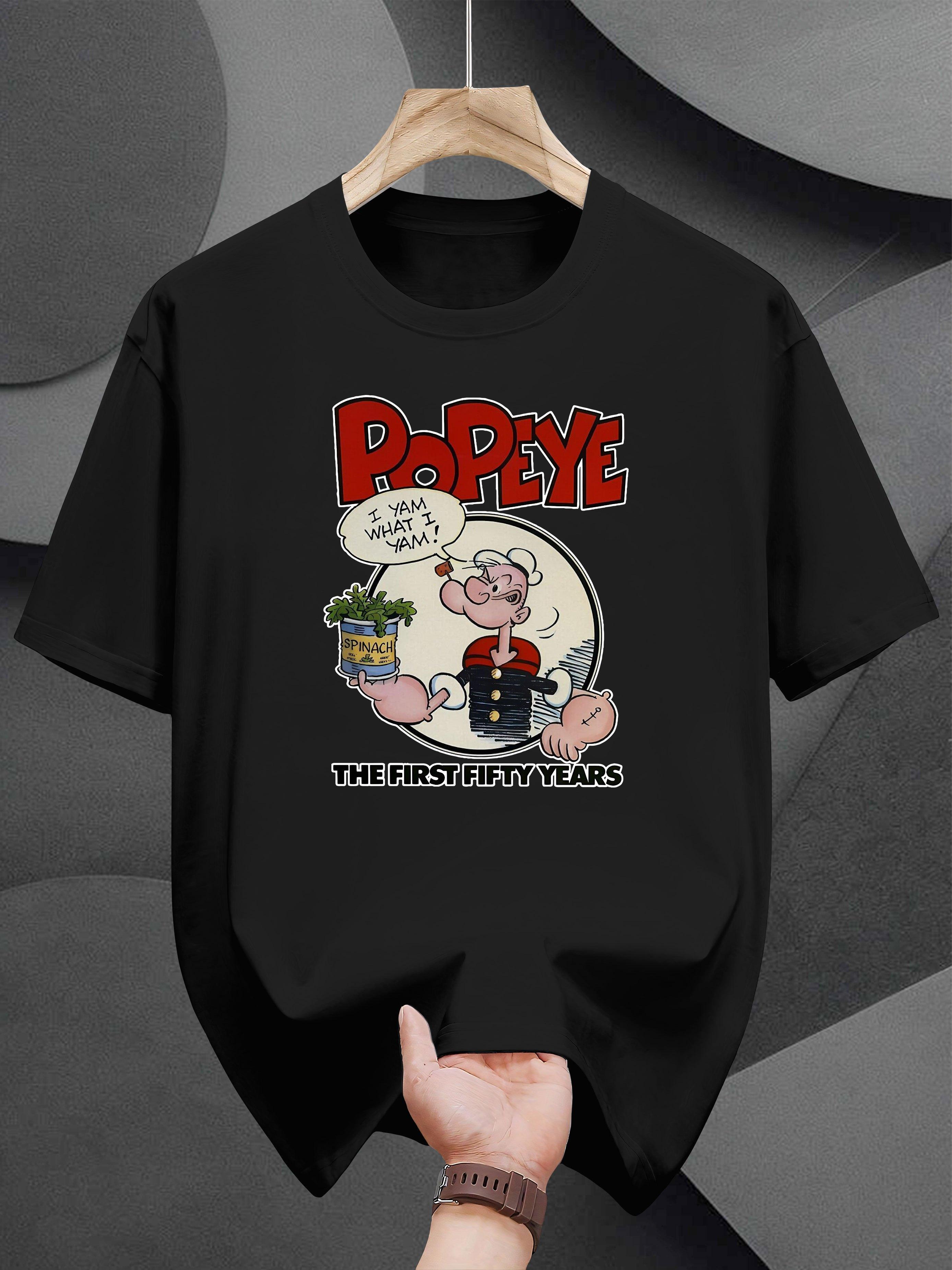 T-shirt with Popeye Graphic Print - White Casual Summer Tee XXXXL
