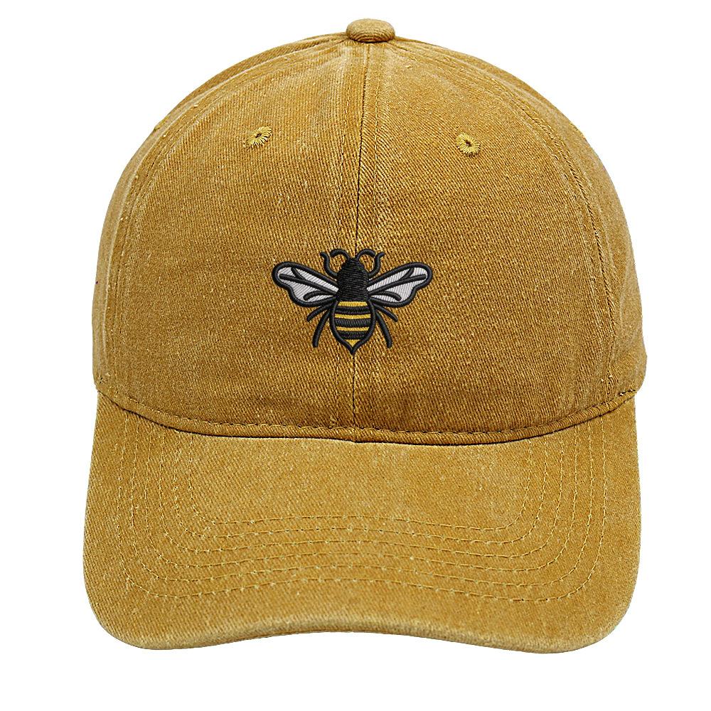 Bee baseball cap cartoon cute embroidery cap European and American retro washed old men's and women's casual hat