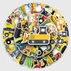 50 Pcs Construction Vehicle Cartoon Stickers for Kids - DIY, Waterproof for Luggage & Skateboards