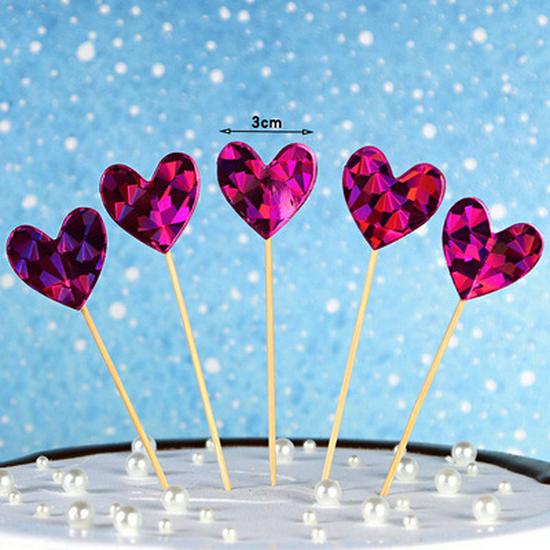 Cake Decoration Five-Pointed Star & Heart Toppers for Birthday Desserts