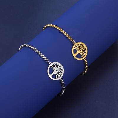 Armband Für Männer Frauen Edelstahlarmbänder Hohl Lebensbaum Anhänger Klassischer Mode-Stil Schmuck Hochzeitsfeier Geschenke