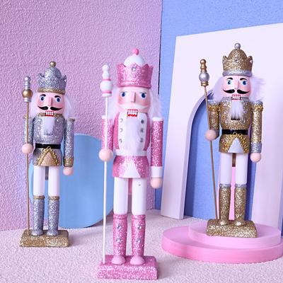 30CM Nutcracker Soldier Figures Wooden Nutcracker Doll Christmas Snow King Doll Ornament for Festival Party Outdoor Xmas Presents Kids