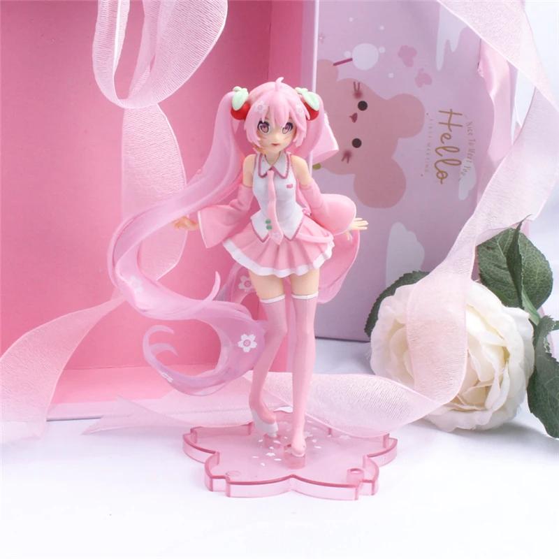 *New Anime Hatsune Miku Action Figure Kawaii Collection Model Pink Sakura Kawaiii Doll Collectible Toys Cake Decor