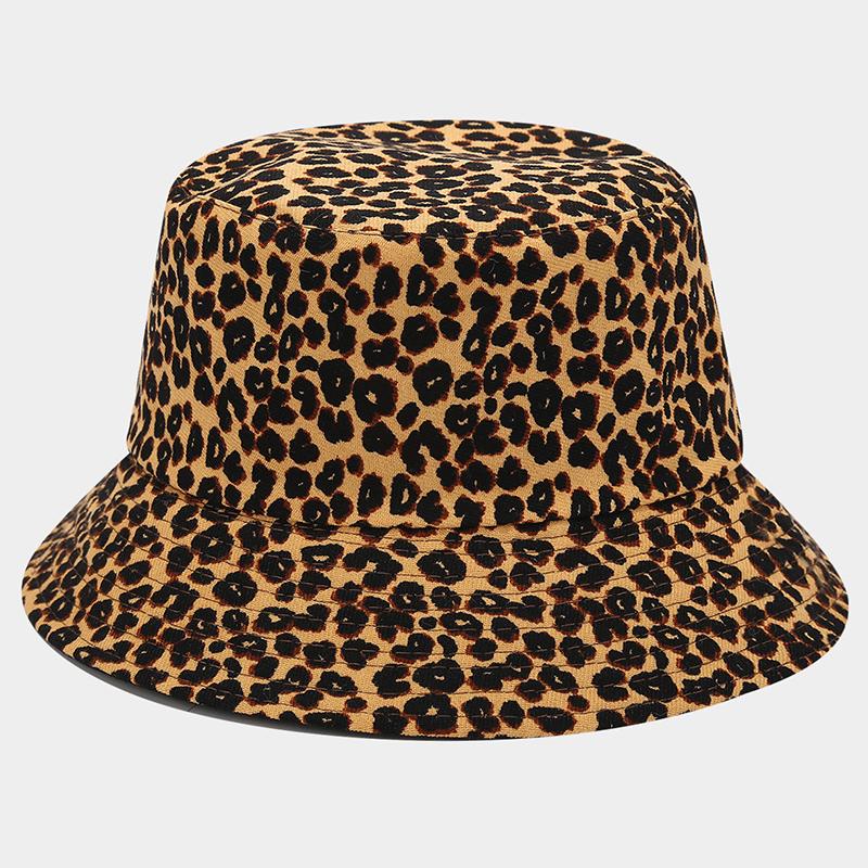 Summer Bucket Hat For Women Fashion Leopard Print Cotton Foldable Portable Panama Unisex Beach Fishing Bunny Sun Hat Hip Hop Bob