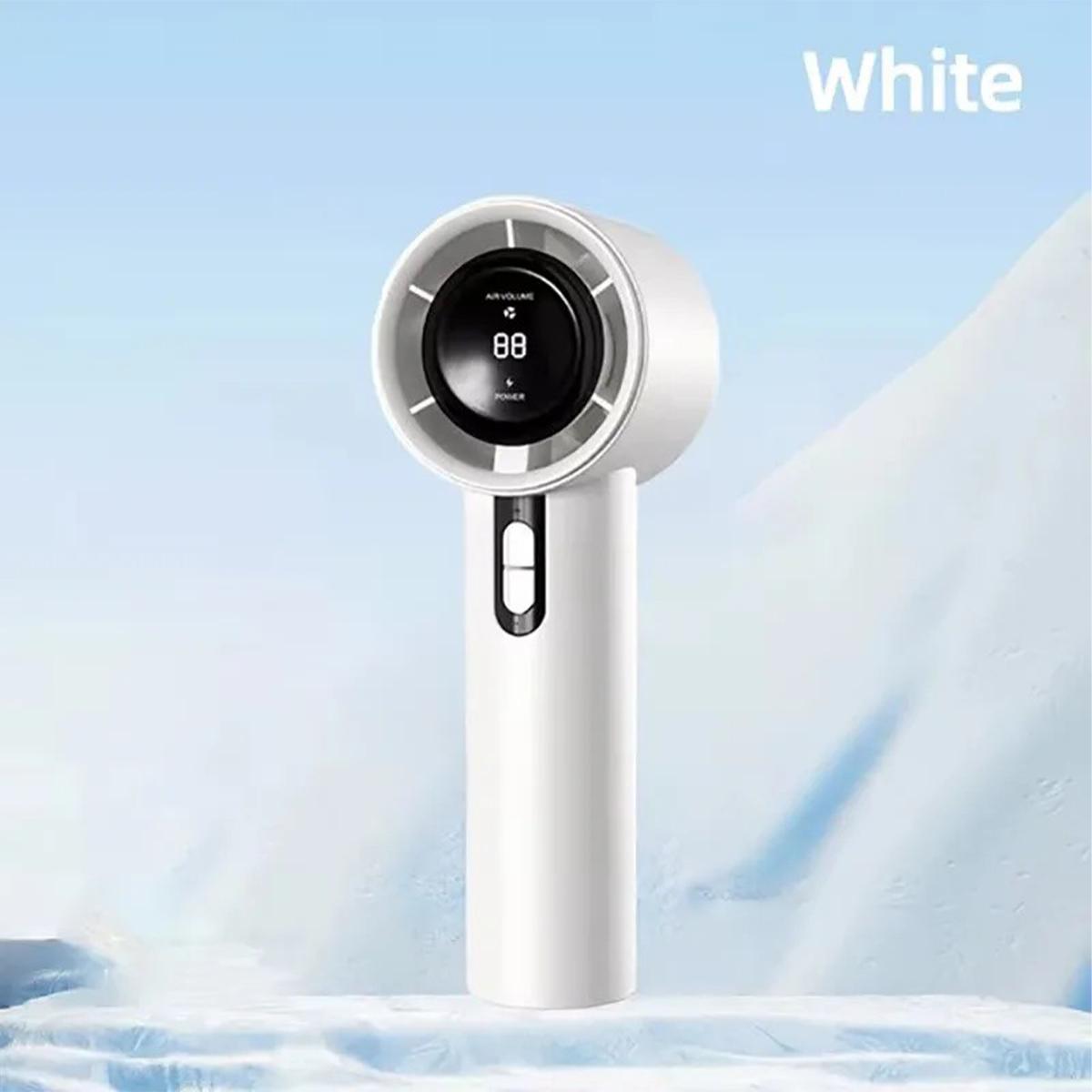 

Портативный ручной турбинный безлопастной вентилятор с регулируемой скоростью, перезаряжаемой батареей большой емкости, подходит для улицы 1pc белый