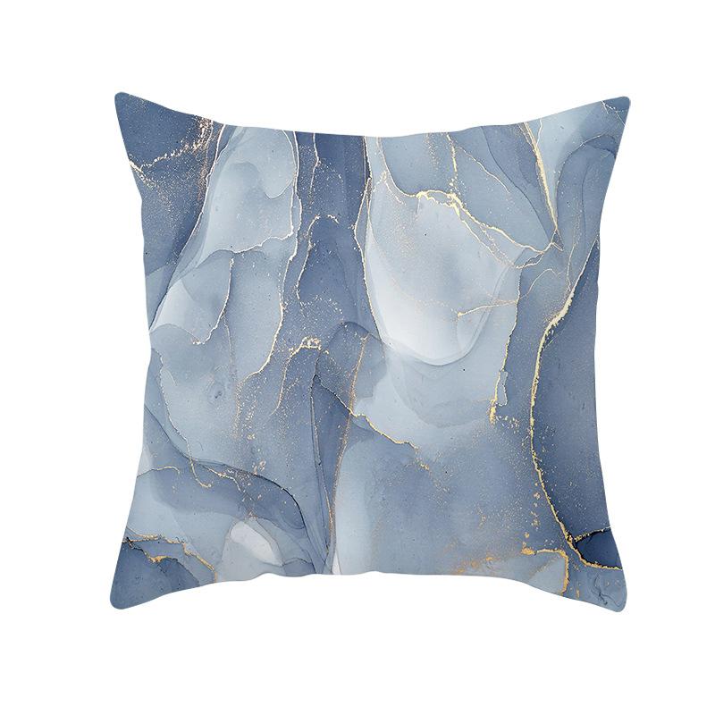 Nordic Marble Pattern Gold Edge Printed Peach Skin Pillow Cover Watercolor Ink Pattern Home Bedroom Pillow Cushion Cover