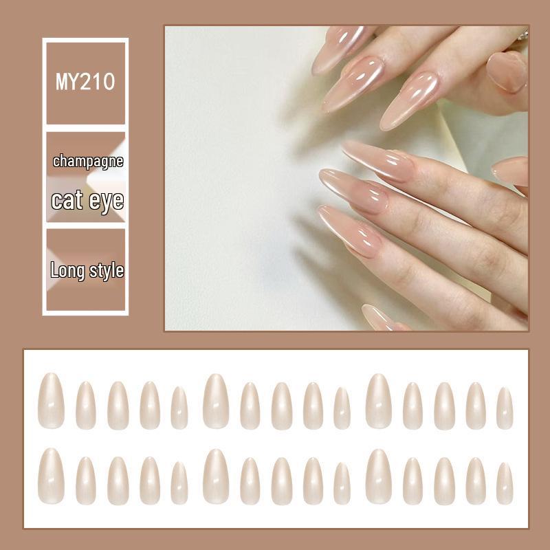 Chasing Light Cat's Eye Crystal Nails: Handmade, Detachable, Flash Diamond Design for Trendy, Stylish Looks.
