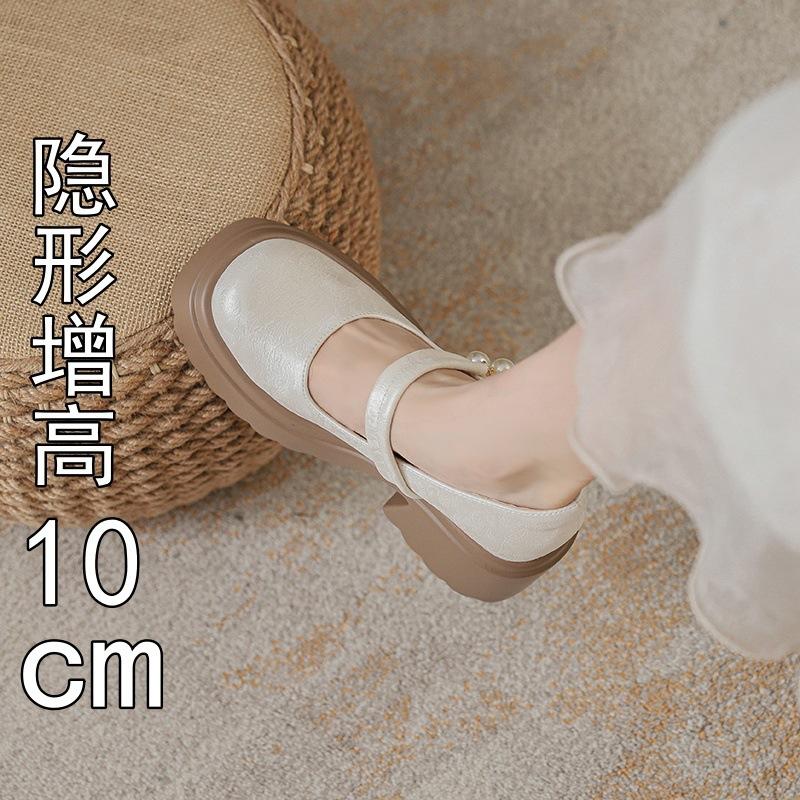 Mary Jane shoes women's summer new thick heel thick sole inner height increase small leather shoes high heel muffin shoes single shoes