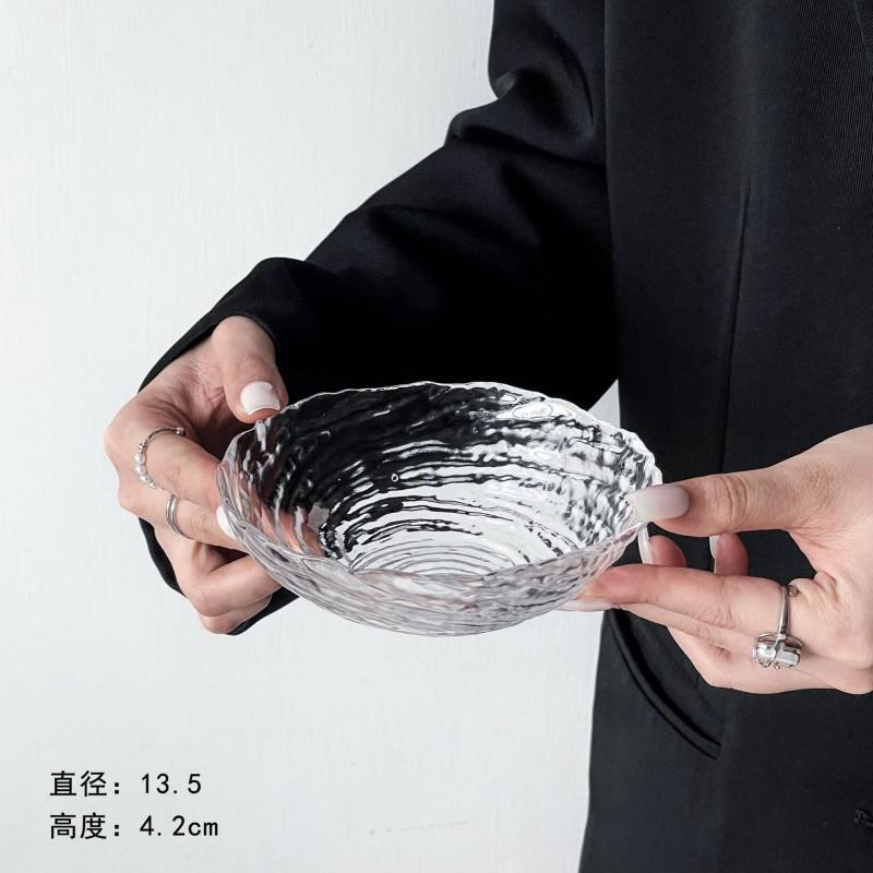 Irregular Ice Glass Bowl Salad Fruit Dessert Home Kitchen