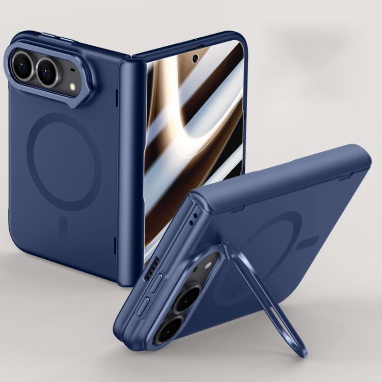 Crazy Series Integrated HD Film Skin Feel Central Axis Magnetic Case With Lens Stand For iPhone Duo