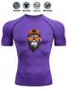 Men's Slim Fit Compression Shirt Quick Dry Breathable Gym Running Funny Animal Print Activewear