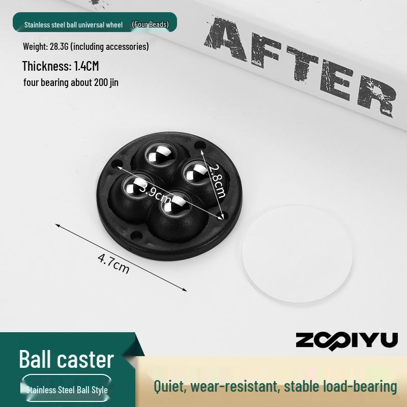 Universal Adhesive Caster Wheels, Silent, Wear-Resistant, Punch-Free Ball Bearings, Thickened Base for Household Use
