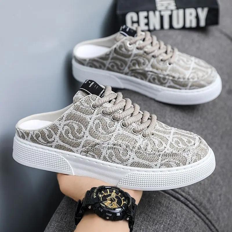 

Мужская обувь парусиновые полуслайды мюли летние повседневные мужские тапочки оригинальные дешевые туфли стильные горячие Mascullino ликвидация Eva Fun 44