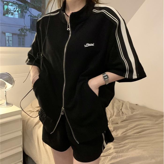 Women's 2024 Summer Striped Cardigan & Shorts Set - Fashionably Casual & Slimming