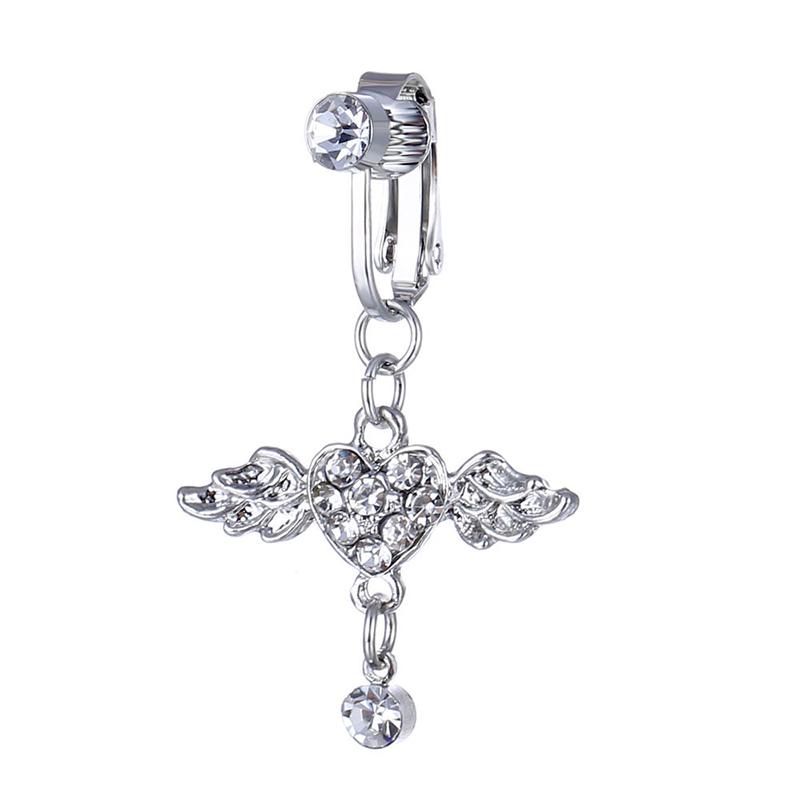 Fałszywy Fałszywy Piercing Brzucha Klip Wisiorek Inkrustowane Diamentowe Pierścionki Pępka Klip Ucha