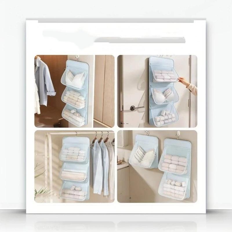 Wall-Mounted Storage Hanging Bag Visible Mesh Storage Bag For Student Dormitories, Bedrooms, Wardrobes, Underwear, And Socks