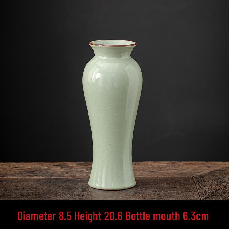 Elegant Bean Green Ceramic Vase - Ru Kiln Luxury Home Decor, Multiple Shapes for Living Room Flower Arrangements