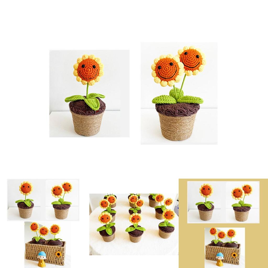Knitted Sunflower Pot Plant Creative Décor For Your Home