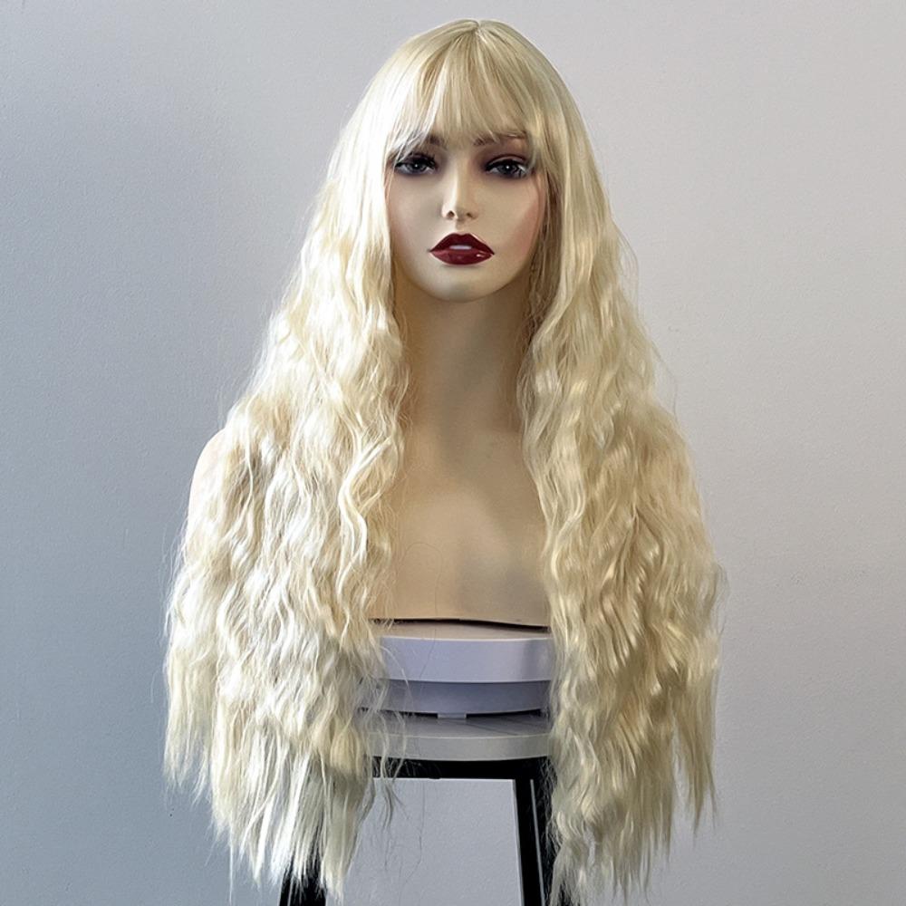 Halloween Long Water Wave Wig Cosplay Women Layered Wigs Orange Brown Gold Curly Wigs  Carnival