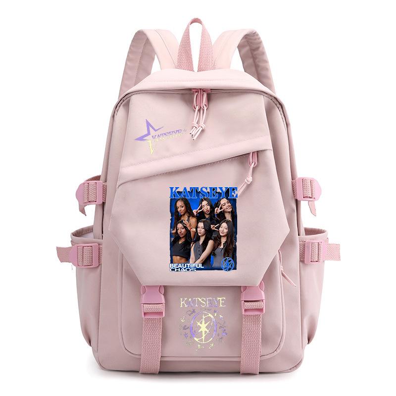 KATSEYE Backpack for School Students Canvas Bookbag Lightweight Water-Resistant Daily Commuter Bag Large Capacity 601123-19