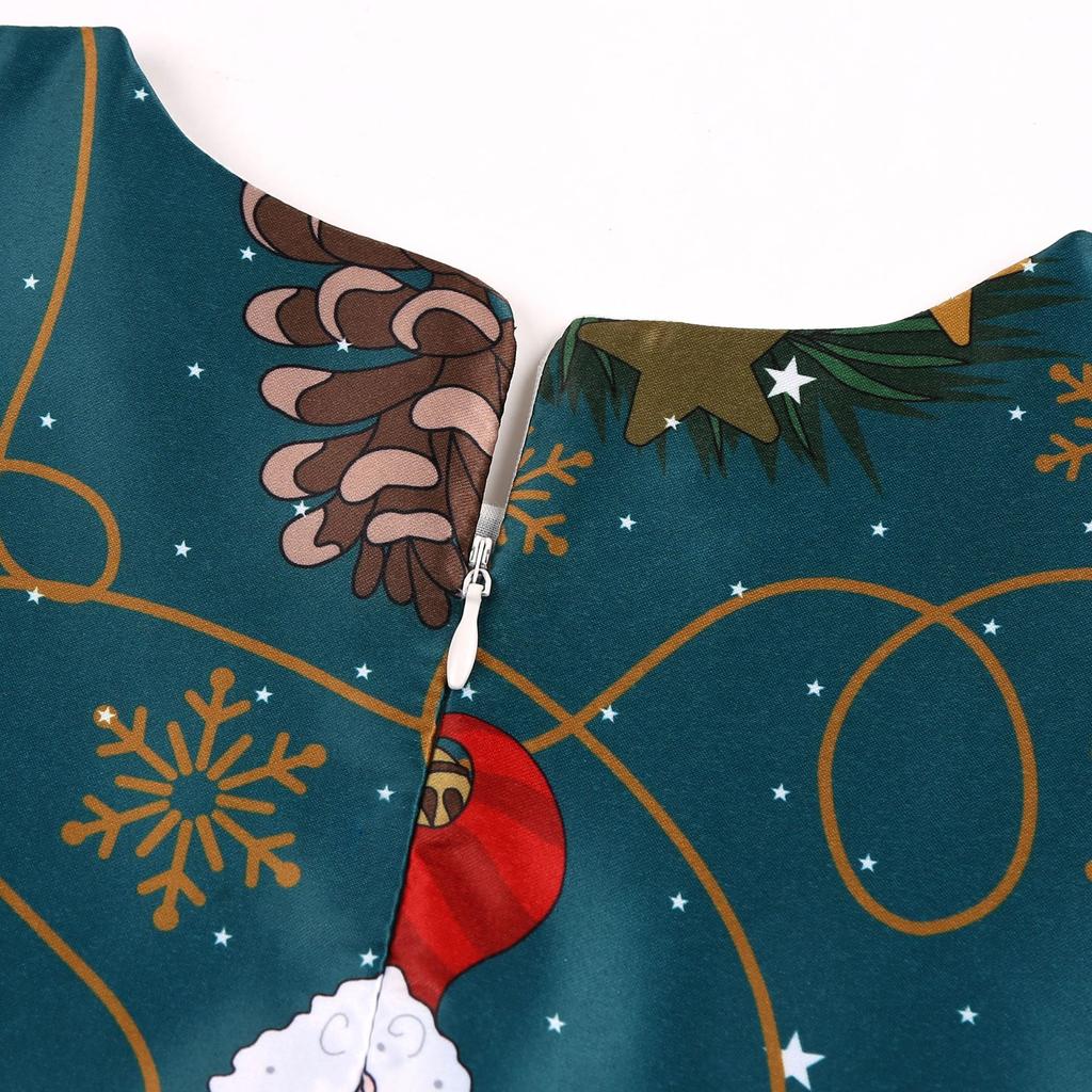 Children's Christmas Dress Cartoon Print Bow Dress Christmas Performance Sparkling Kids Birthday Dress Elegant Soft Party Dress Ball Gown for Girls