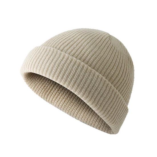 Unisex Solid Color Knitted Beanie Hat Warm Brimless Cuff Skullcap Sailor Cap