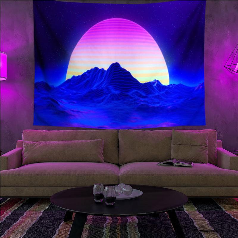 UV Fluorescent Tapestry Print Wall Hanging Art Home Decor