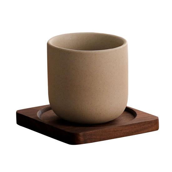 

Вінтажний керамічний набір кухлів з дерев яною ручкою та блюдцем, місткістю 150 мл, теплоутримувальна кавова чашка для дому, офісу, елегантний подарунок для любителів кави 150ML