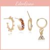 Geometric Stylish Rhinestone Earrings Set Alloy Four Piece Chic Set Jewelry