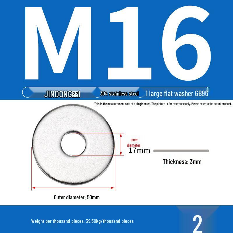 Stainless Steel 304/201/316 Oversized Thick Flat Washer Gasket Screw Washer GB97/GB96